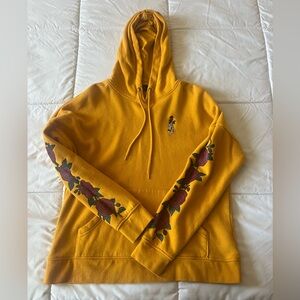 Empyre Yellow Hoodie with Floral Sleeve Design